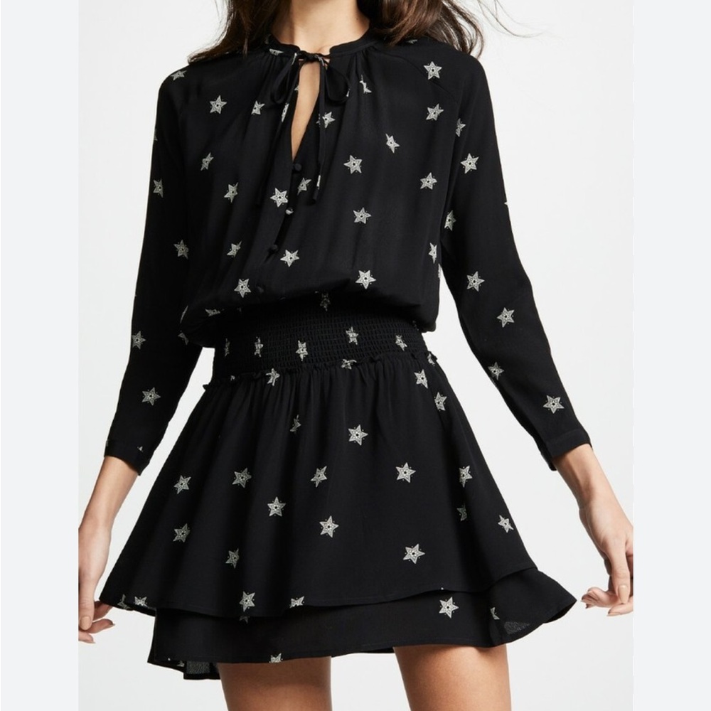 Rails Jasmine Smock Waist Black Star Print Dress